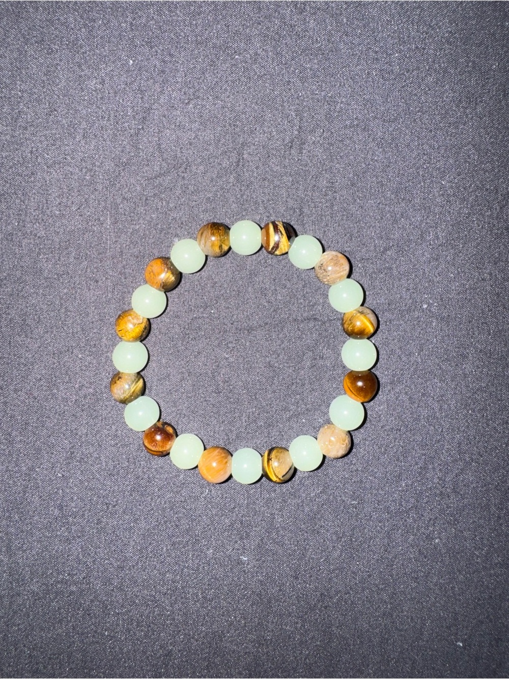 Green Aventurine and Tigers Eye Beaded Stretch Bracelet - Natural Stone